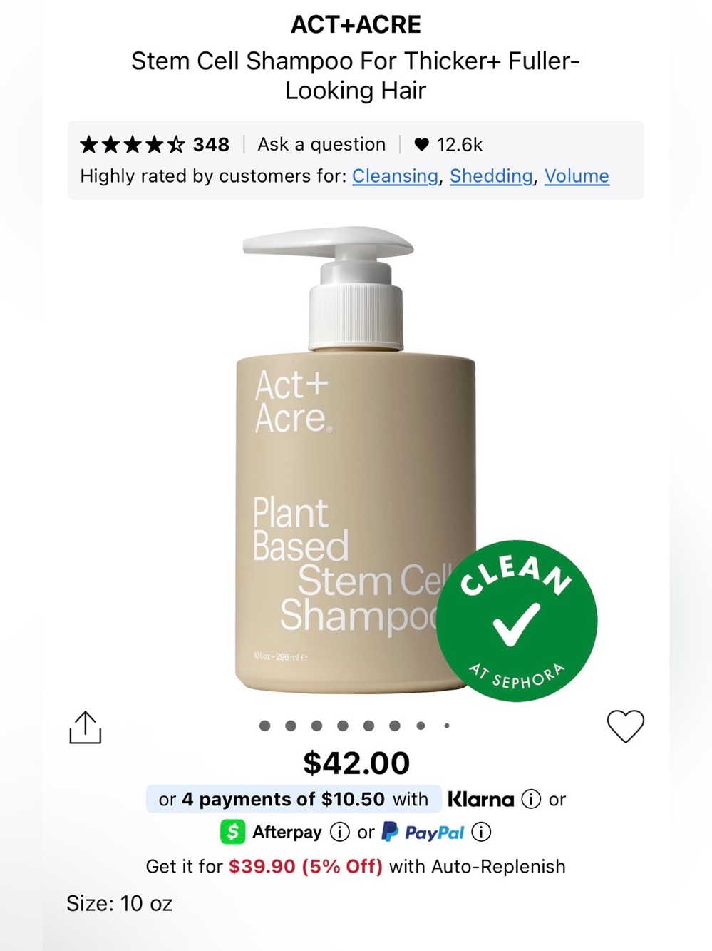 Act + Acre, Plant Based Stem Cell Shampoo, BNIB - Unused - 10 fl oz / 296 ml